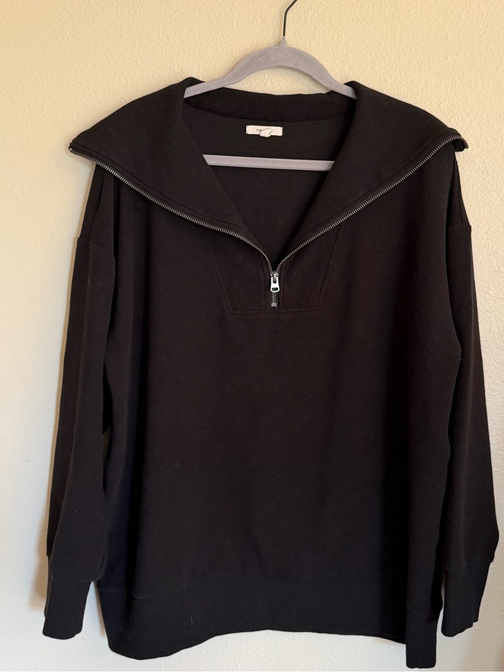 Maurices Black Zip-Neck Pullover Hoodie